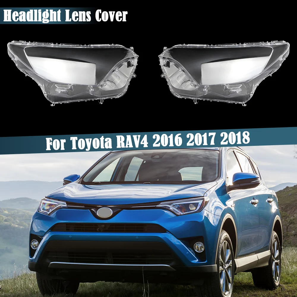 Transparent Car Headlamp Case Lens Glass Shell Lamp Caps Auto Lampshade Headlight Cover For Toyota RAV4 RAV 4 2016 2017 2018 1