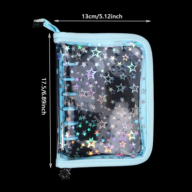 A5/A6/A7 Laser Star Reißverschluss-Ordner Sammelbuch Nachfüllbarer Organizer DIY Tagebuch Transparentes Kpop Idol Fotoalbum Schreibwaren – Detail 16
