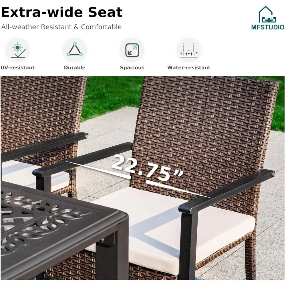 Outdoor Patio Rattan Wicker Chairs Set, Outdoor Patio Wicker Rattan Dining Chair Set of 4, 4 Woven Rattan Wicker Patio Chairs 2