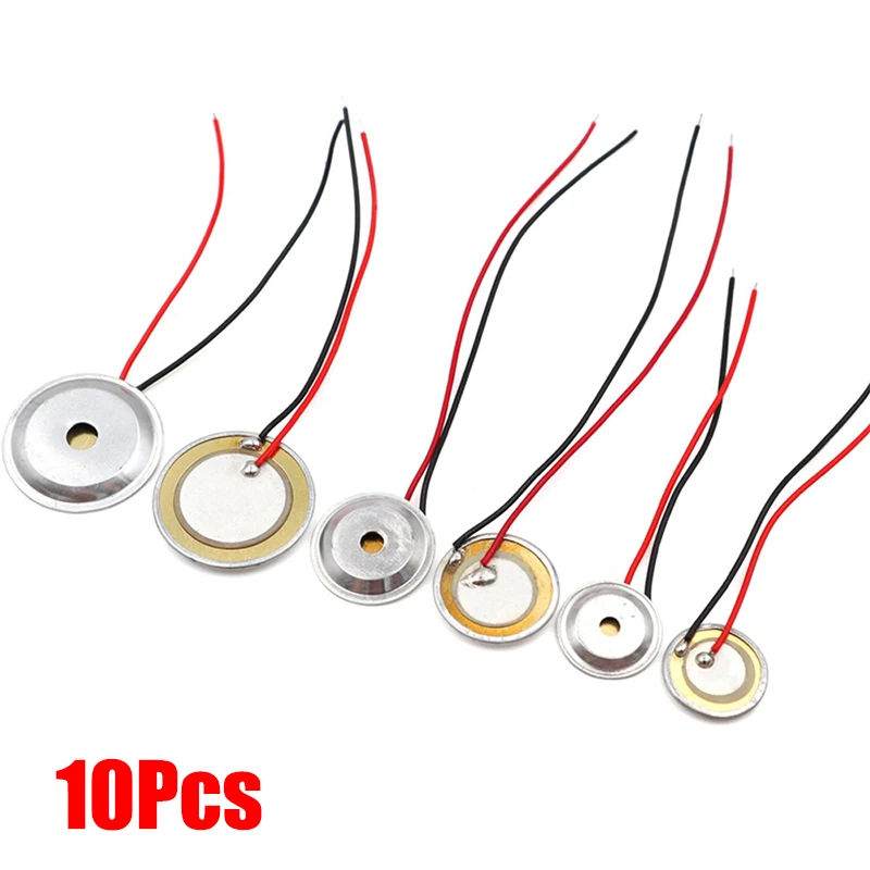 10pcs Metal For Audio Buzzer Piezoelectric Piezo Ceramic Wafer Plate Dia 12/15/18/20/27/35/50MM With Wire Buzzer Loudspeaker
