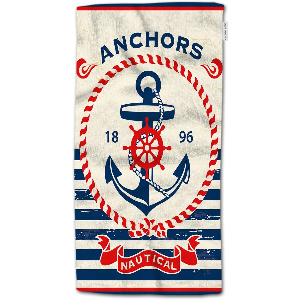 

Vintage Ocean Anchor Wave Stripes Marine Ship Sea Rope Quick Drying Towel