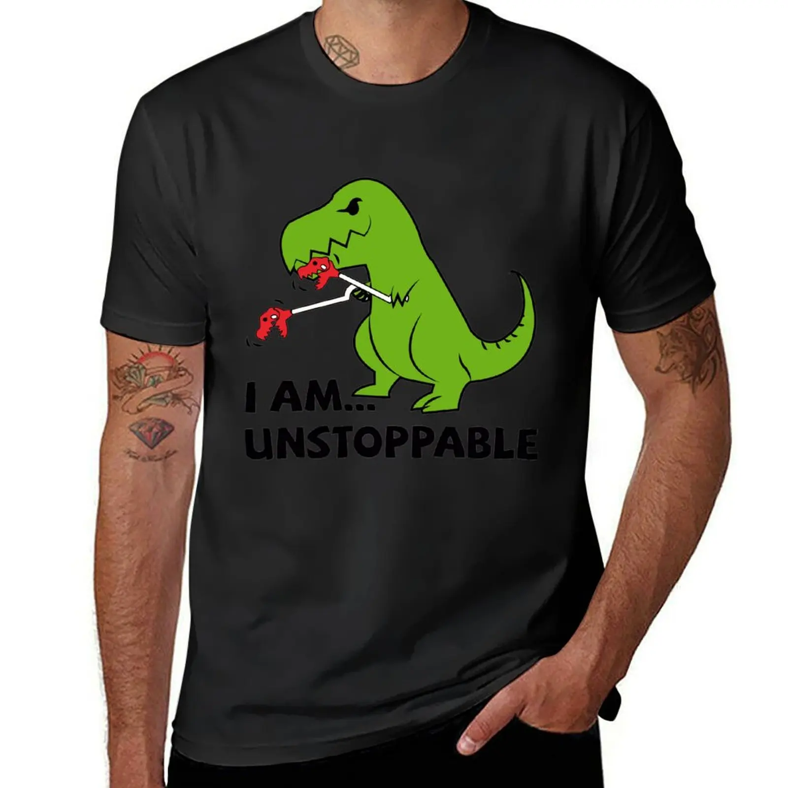 Футболка I am unstoppable T-rex, эстетическая одежда, индивидуальный дизайн, Мужская футболка
