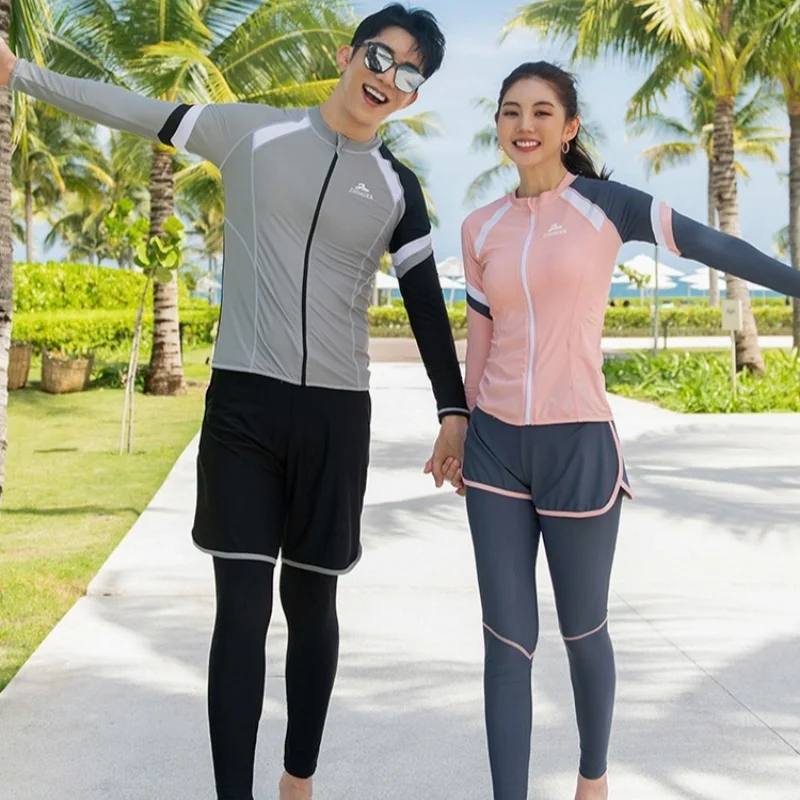 Women's 5pcs/set Long Sleeve Rash Guard Zip Swimsuit Full Body Bathing Suit for Adult Sun UV Protection Wetsuit Beach - Image 4