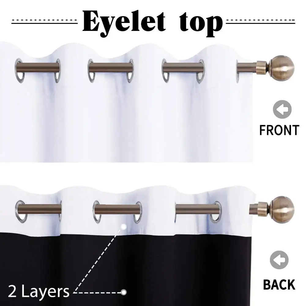 100% Blackout Window Curtain Panel for Bedroom Livingroom Heat and Full  Light Blocking Drapes with Black Liner for Nursery hotel - AliExpress, image size:1000x1000