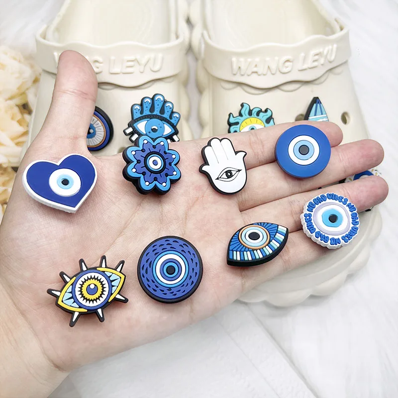 Evil Eyes Shoe Charms Pin Decoration New Arrival for Crocs Accessories Bracelet Wristband DIY Kids Man Women Party Gifts