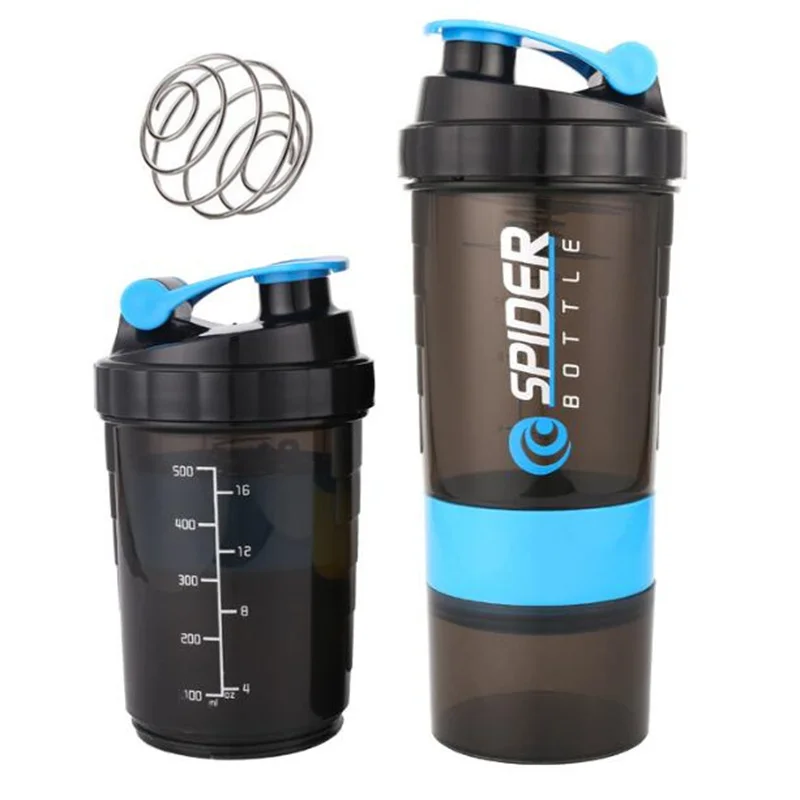 

Protein Shaker Gym with Compartment & Shake Ball Water Bottle Mixer Cup Stirring Mug for Sports Bodybuilding Nutrition 550ml New