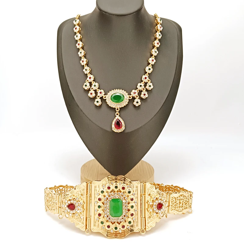 Moroccan Robe Wedding Belt Long Chain Belt Arabian Water Drop Shaped Rhinestone Waist Chain Bridal Jewelry Belt