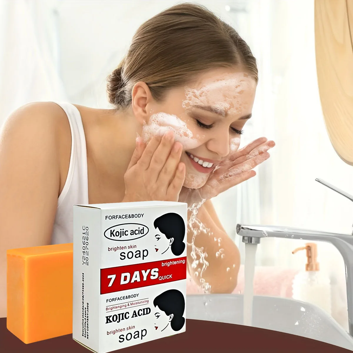 Kojic Acid Soap 2PCS Kojic Acid Soap With Turmeric Vitamin E Cleansing Fragrance Body Bath Brightens Skin Tone Improves Dullness