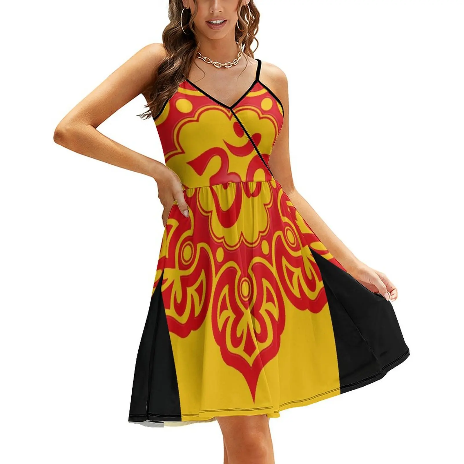 

Red Lotus Flower Yoga Om Sling Dress beach outfits for women evening dress woman