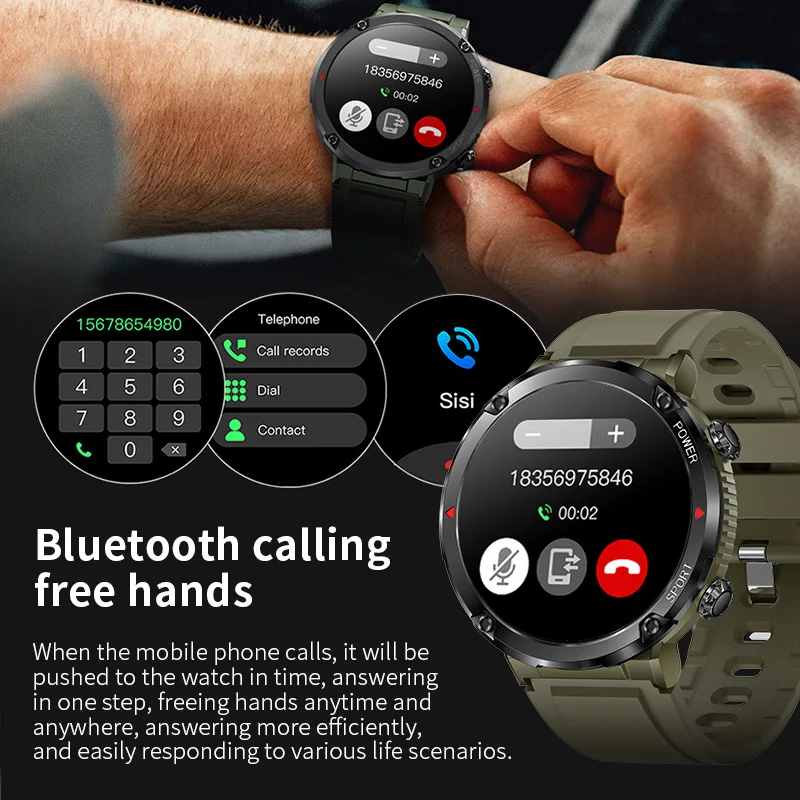 LIGE 600mAh  Ʈ ġ  ȭ  IP68  Hi-Fi Ŀ پ ̾ 1.6 ġ IPS ũ Smartwatch