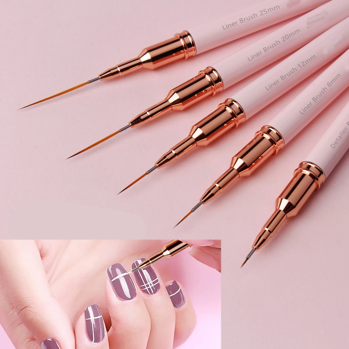 5pcs/Set Nail Art Liner Striping Brushes Metal Pole French Stripe Drawing  Painting Pen Gel Polish Nail Art DIY Manicure Tools - AliExpress