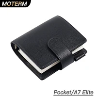 Moterm New Arrival Elite Pocket A7 Rings Planner Cover Pebbled Grain Leather Binder Organizer Notebook Journal with 25mm rings 1