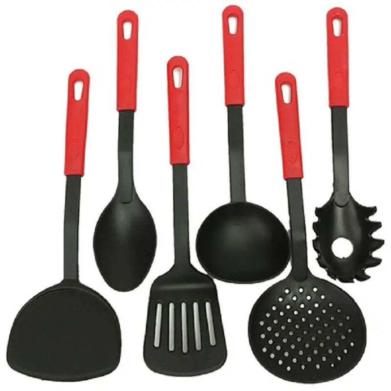 6PCS Nylon Kitchen Utensils Multifunction Shovel Spoon Set Heat-Resistant Non-Stick Kitchen Tools Set Food Tongs Kit