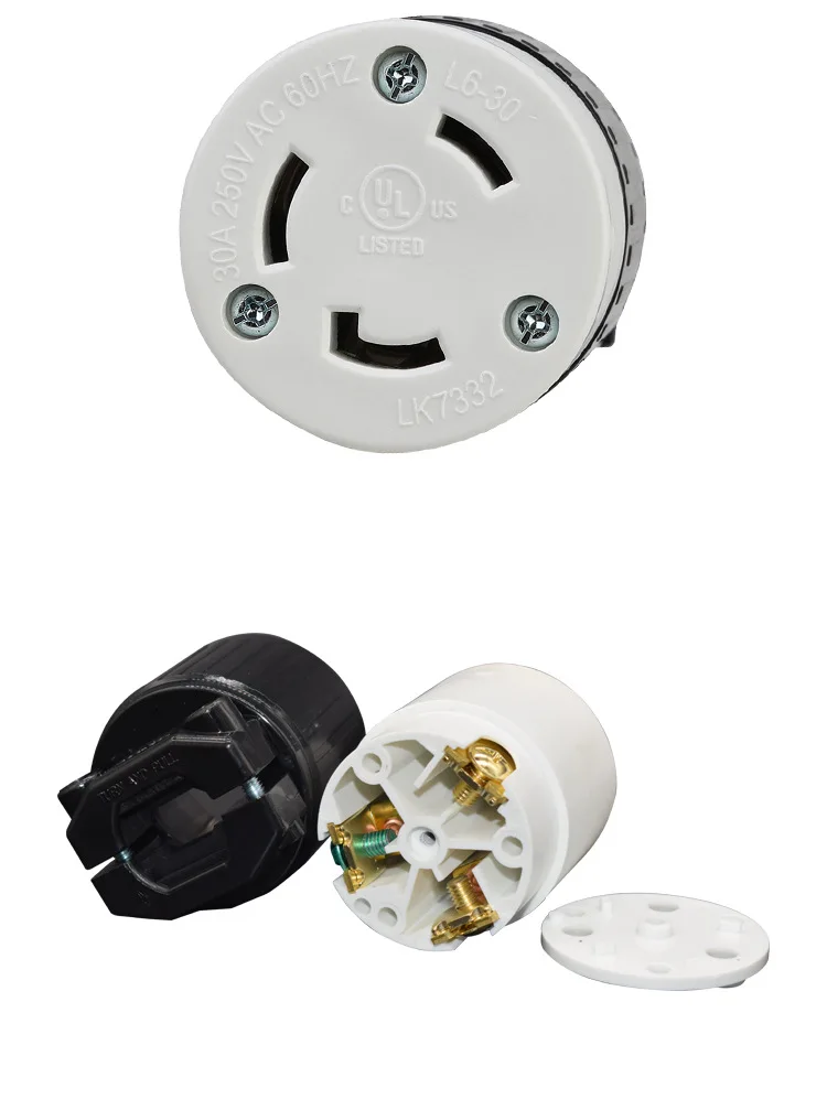NEMA L6-30R 30 Amp 250 Volt 2P 3W Locking Female Plug Connector