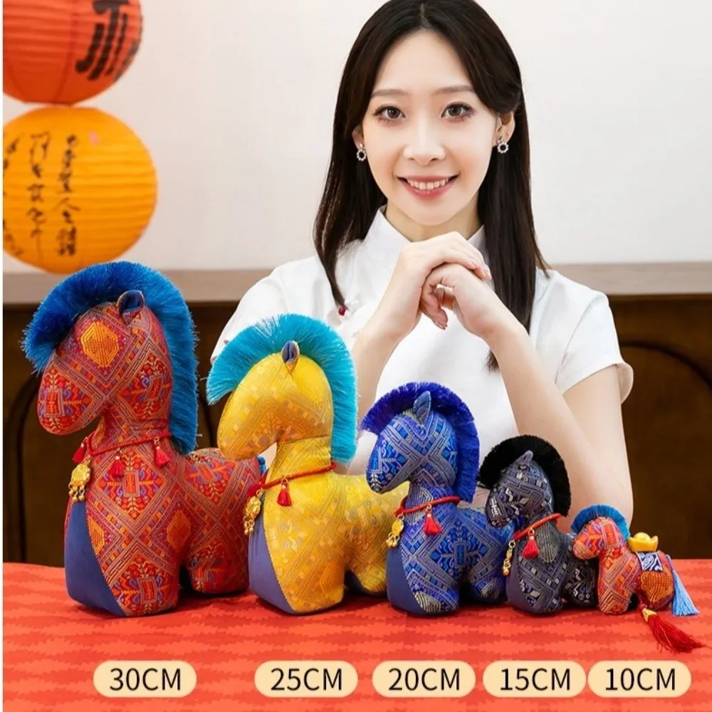 New Year Chinese Style Horse Fabric Material Texture Pony Decor Tassel Tail Horse Cultural Display