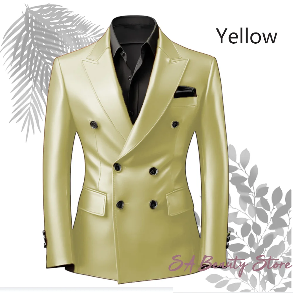 Veste de costume en cuir PU pour homme