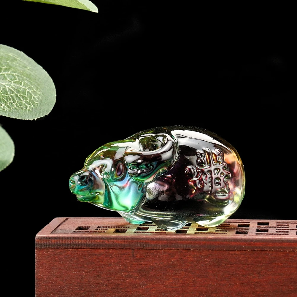 Красочные стеклянные фигурки богатства, миниатюры, пресс-папье, художественные изделия, украшение для дома, скульптура крупного рогатого скота, статуэтка, подарки
