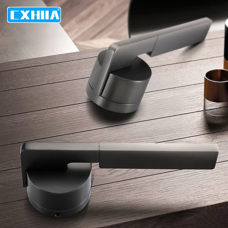 

CXHIIA Simple Black Nickel Door Lock Set Indoor Mute Zinc Alloy Door Lock Household Anti-theft Magnetic Mechanical Door Lock