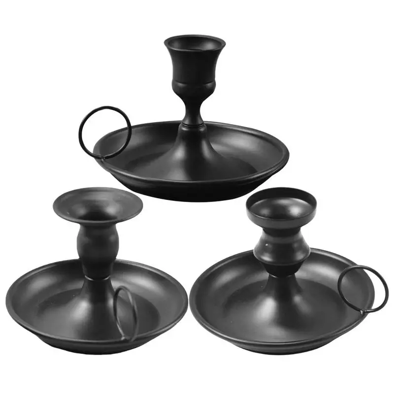 

1pcs Candle Holder Metal Candlestick Taper Candle Holder With Handle Desktop Candlestick Adornment Home Wedding Decorations