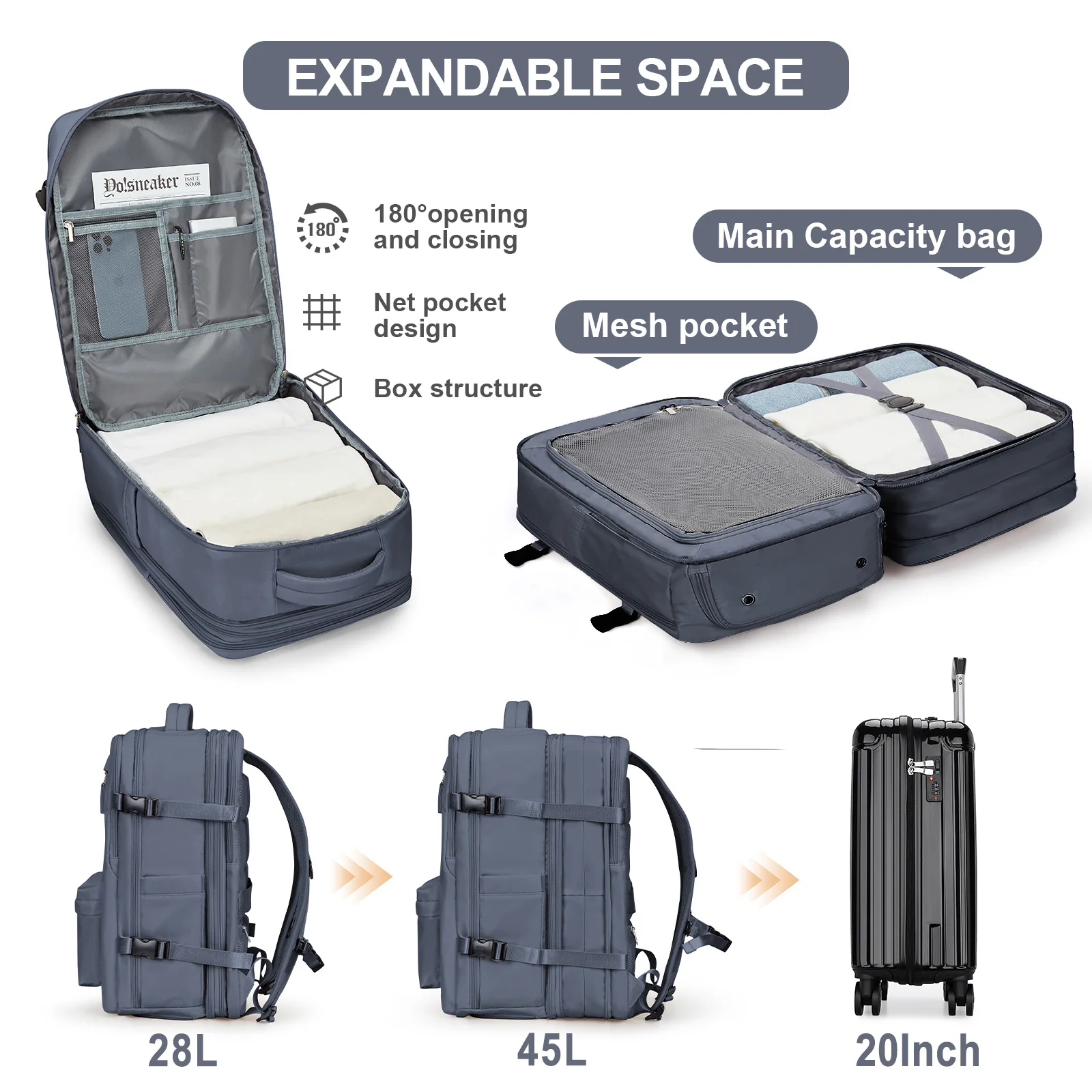 Travel Laptop Backpack for Women & Men College Expandable USB Bag Large Capacity 17.3  Waterproof Outdoor Shoe Storage Man's Bag