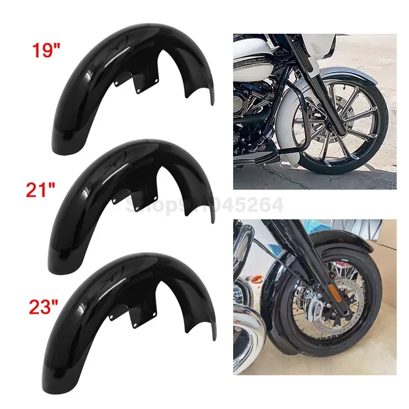 Gonna Parafango Anteriore A Coste Per Harley Davidson Touring, Softail, Ultra, Road King, FLSTC - Modelli 2014-2023, Colore Cromato/Nero, In Acciaio