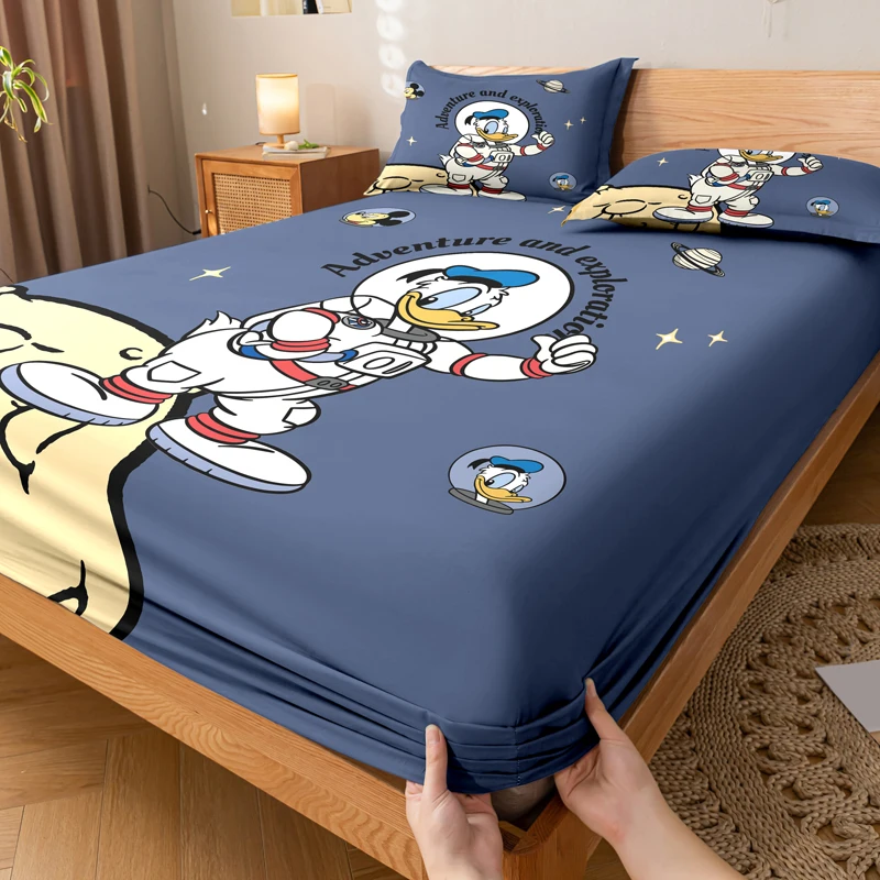 1 cartoon cute Donald Duck digital printed frosted Fitted Sheet,bedroom printed bed cover,bedding(No pillowcase) 2