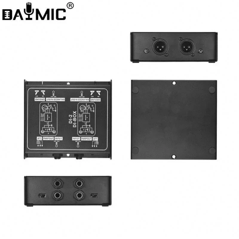 Audio DI Box Audio DI Box 2 channel Passive DIRECT BOX mini Injection Audio Converter DB 02 Music DJ Equipment For Live Show outdoor