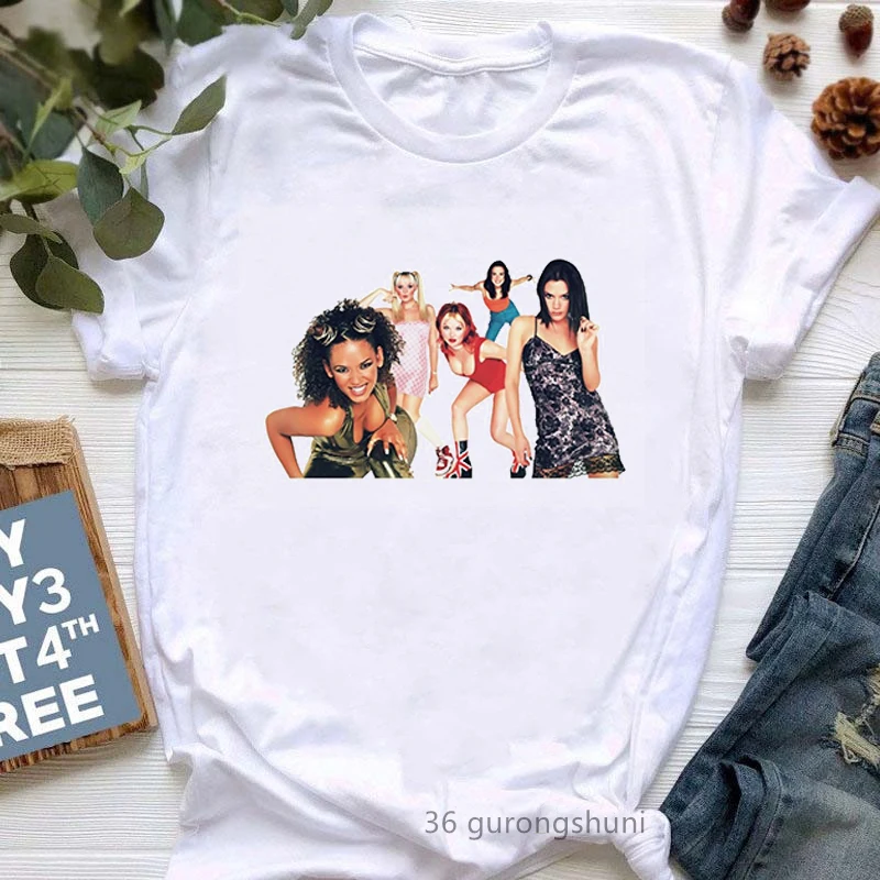 Cool Spice Girls T-Shirt Frauen T Shirt Maiden Tops Buchstaben Drucken Graphic Tee Shirt Femme Streetwear 90er Jahre Tumblr Kleidung – Detail 20