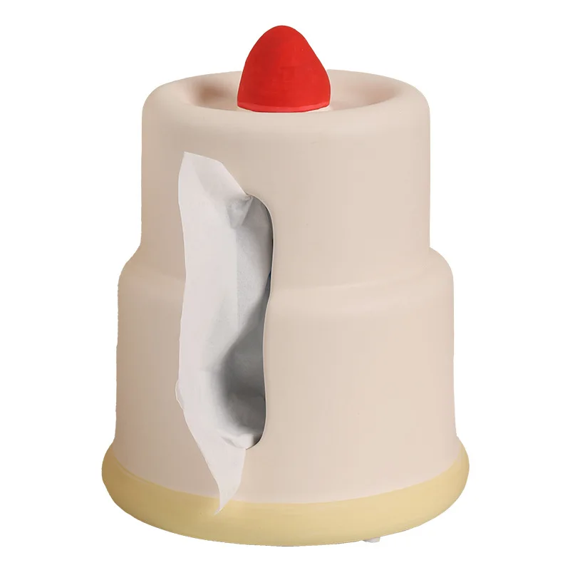 Ceramic Tissue Box Strawberries Cake Shape Cartoon Cake Home Desktop Storage Paper Towel Holder Napkin Holder Home Decoration 6