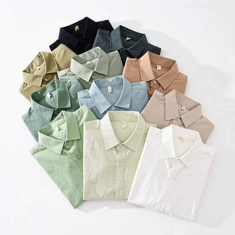 Cotton Square Collar Shirt Men's Long-sleeved Spring And Autumn Loose Shirt Casual Men's Autumn Blouse Jacket