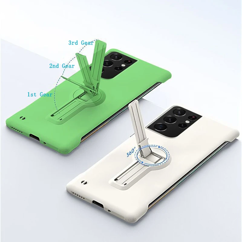 Elegant Frameless Hard PC Phone Case with Stand Back Cover