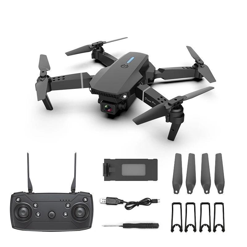 KF601 미니 RC 헬리콥터 드론, 조명 제어, 4채널 2.4G 4축 3D 플립 쿼드콥터 장난감 선물 9 접이식 4 축 항공 사진 항공기 리모컨, E88 드론, HD 4k 듀얼 카메라, E525