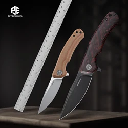 Petrified Fish 949 Folding Knife K110 Steel Carbon Fiber Handle Ceramic Ball Bearings Camping EDC Tool Hunting Pocket Knives