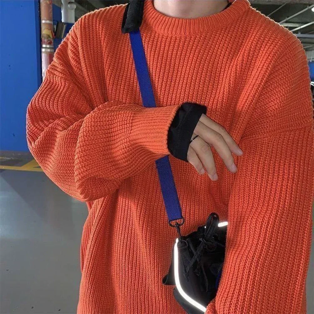 Basic Sweater Men's Round Neck Sweater Knit Pullover