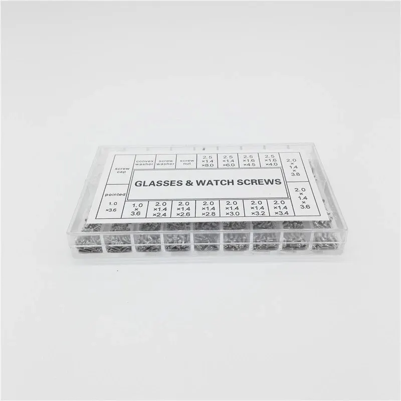 1000 PCs Glasses Screw Accessories Box Nose Tray Screw Watch Glasses Repair Set 18 Grid