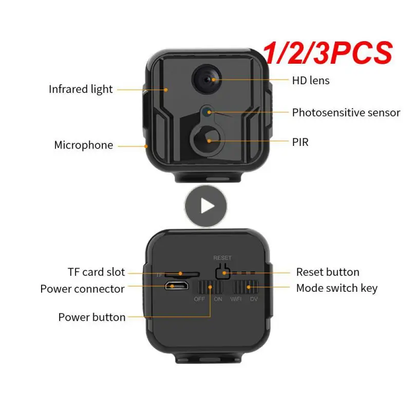 

1/2/3 шт., Беспроводная мини-камера видеонаблюдения с поддержкой Wi-Fi