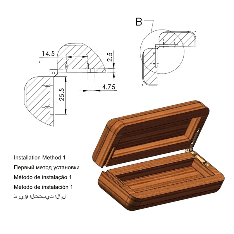 Furniture Hinge Zinc Alloy 90 Degree Seven-letter Spring Hinges 10PC 30X30mm for Jewellery Case Cabinet Fittings Hardware