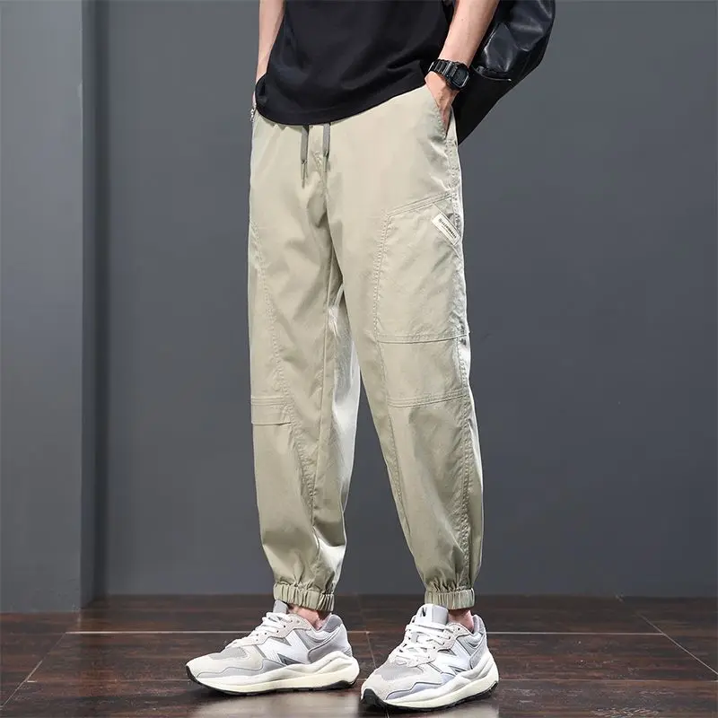 2023 Autumn Winter KPOP Fashion Style Harajuku Slim Fit Trousers Loose Casual All Match Leggings Solid Pockets Man Cargo Pants