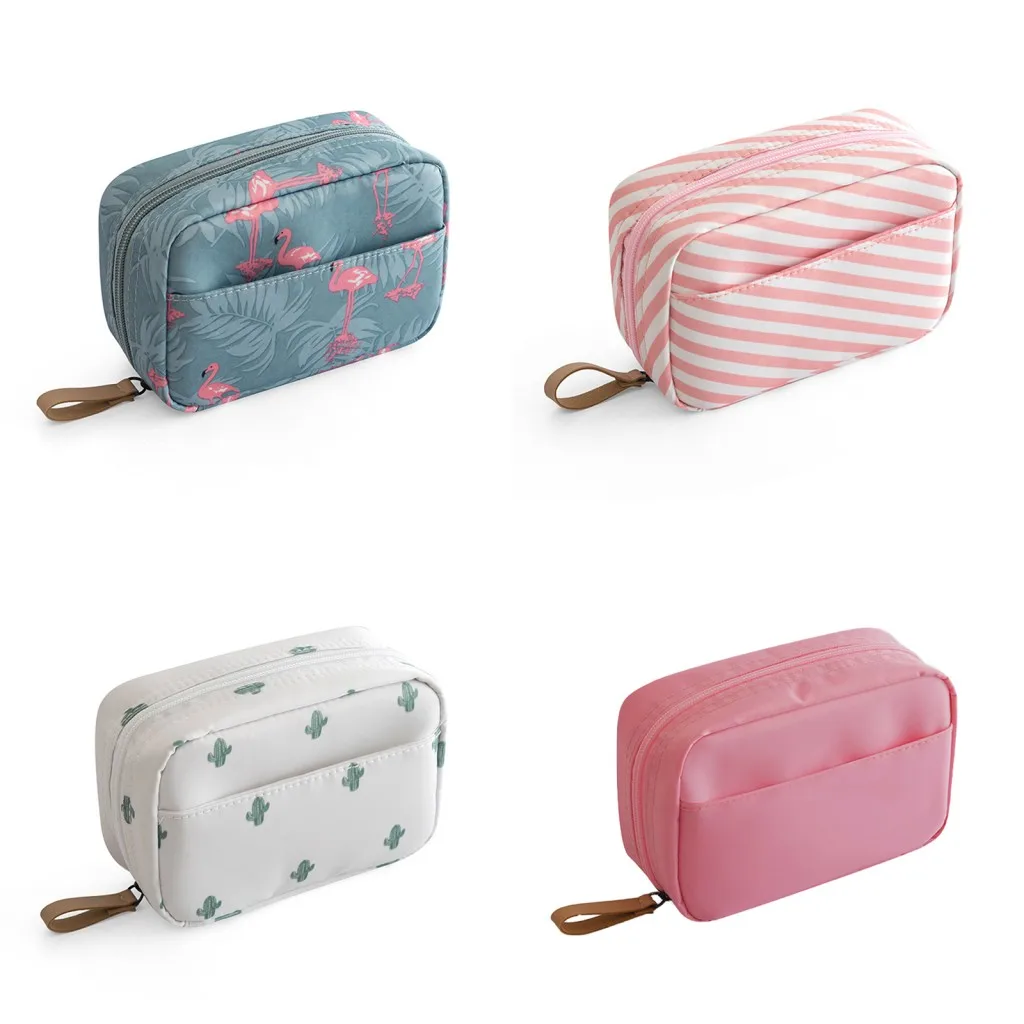 

New Cosmetic Bag Flamingo Solid Color Travel Toiletry Storage Bag Cactus Beauty Makeup Bag Cosmetic Bag Organizer Special Offer