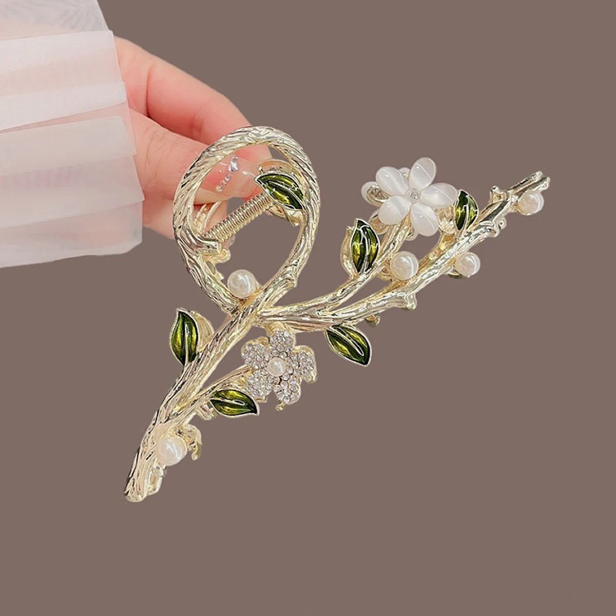 

13,5 см Большой размер коготь для волос модный лунный камень цветок ветка шпилька для волос крабы для женщин Элегантный конский хвост аксессуары для волос