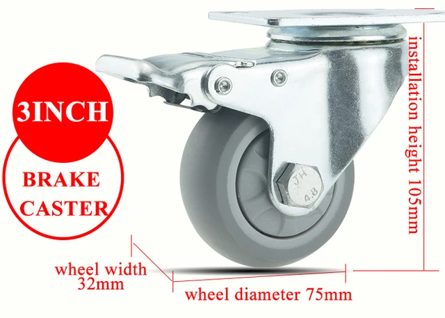 Rotelle Per Mobili Con Freni - Set Da 4 Ruote Girevoli Da 32mm, Per Carico Pesante - Foto 4