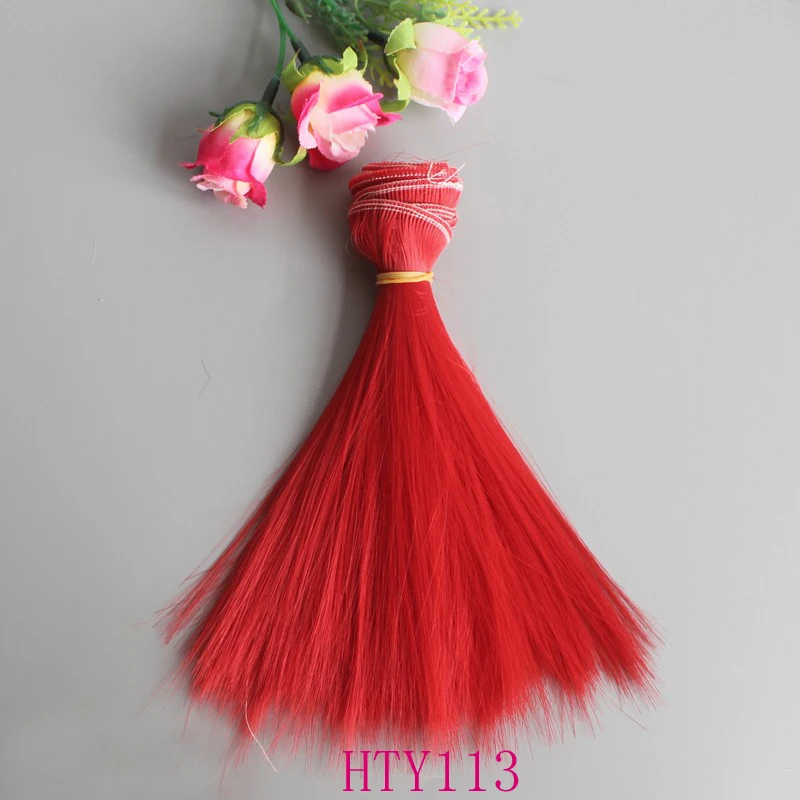1pcs Doll Hair 15cm 25cm Pink Yellow Purple Green Blue Color Straight Doll Wigs for Russian Handmade Diy Accessory 4