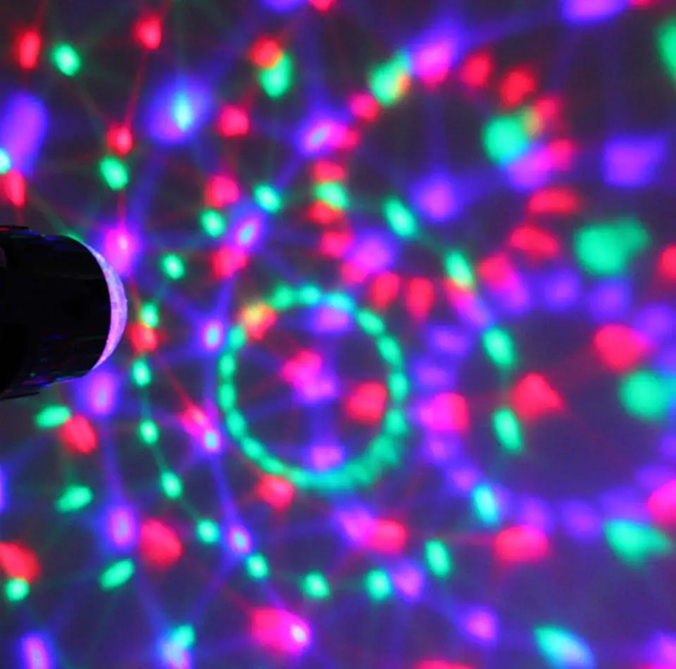 Luz de discoteca giratoria activada por sonido, proyector láser RGB de 3W, colorida, para fiesta de DJ, hogar, KTV, Bar, navidad