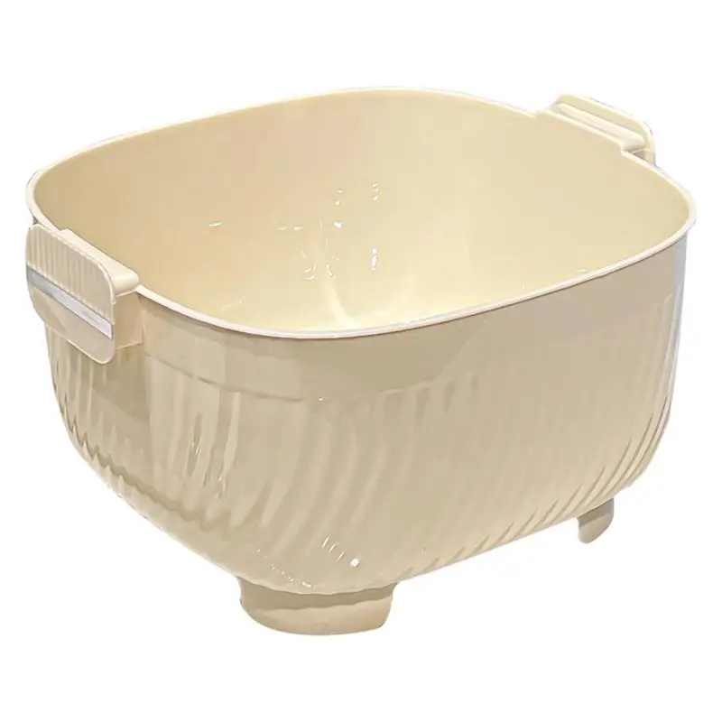 

Strainer Bowl Rice Sieve Plastic Colander Kitchen Drain Baskets Anti slip Double Layer Fine Mesh Strainers Kitchen Tools