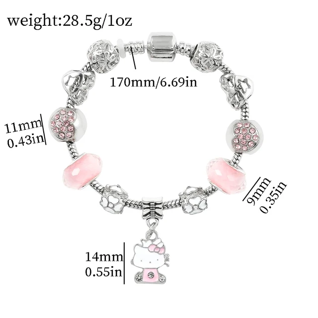 Hello Kitty Charms Bracelet Beads Sanrio Charm Diy Accessories Kawaii KT  Cat Pendant for Jewelry Making Women Hand Chains Bangle