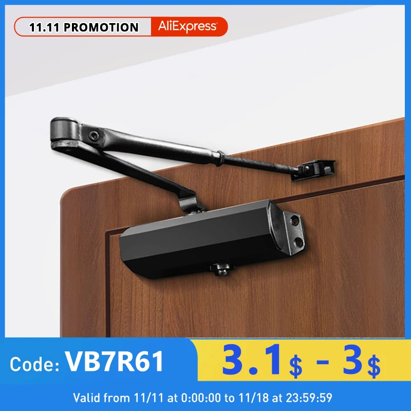 NAIERDI Hydraulic Buffer Door Closer 25KG to 80KG Adjustable Speed Door Closing Equipment Mute Soft Closing Hardware door closer
