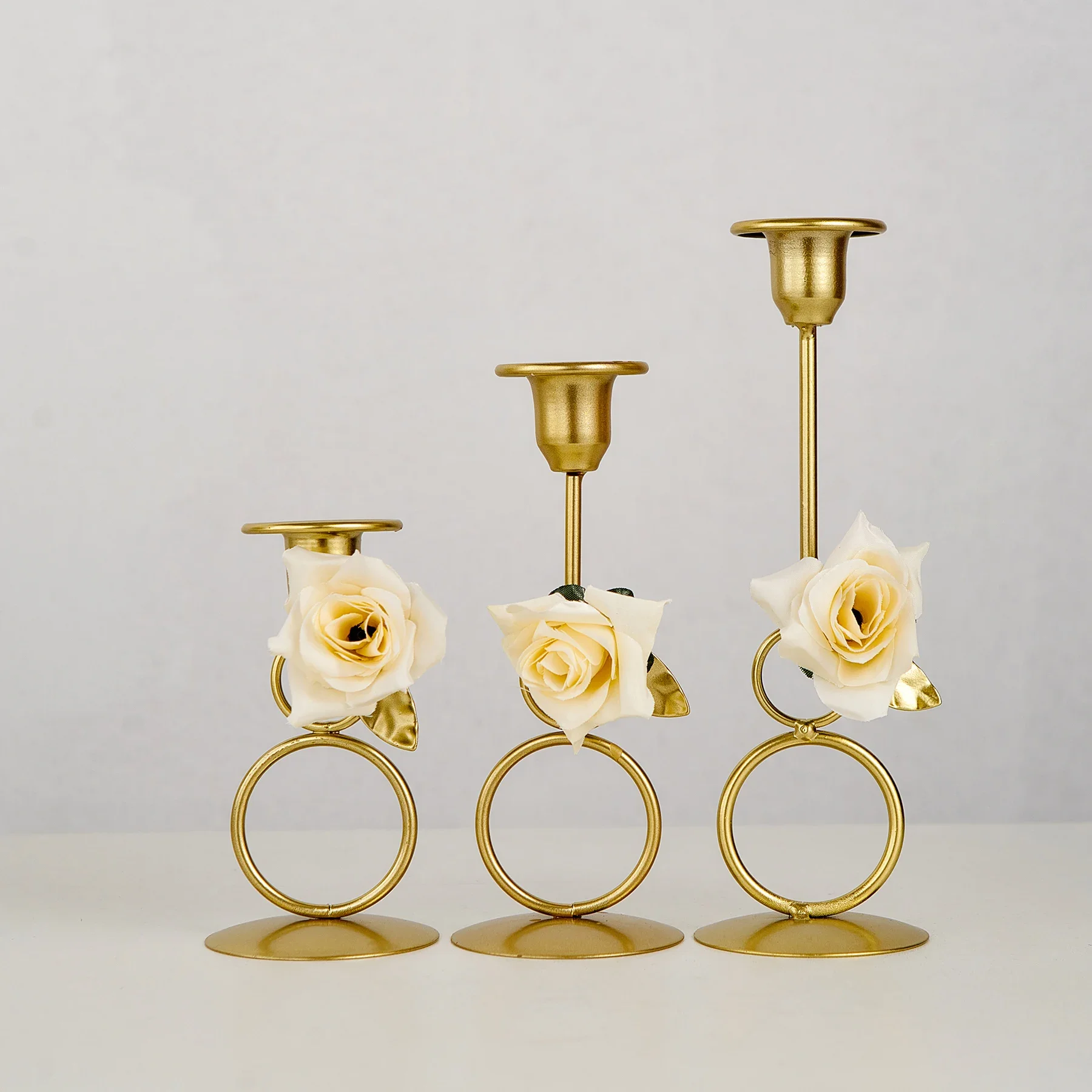 3PCSLuxuryRoomDecorTabletopMetalCandlesticksforCandlesModern