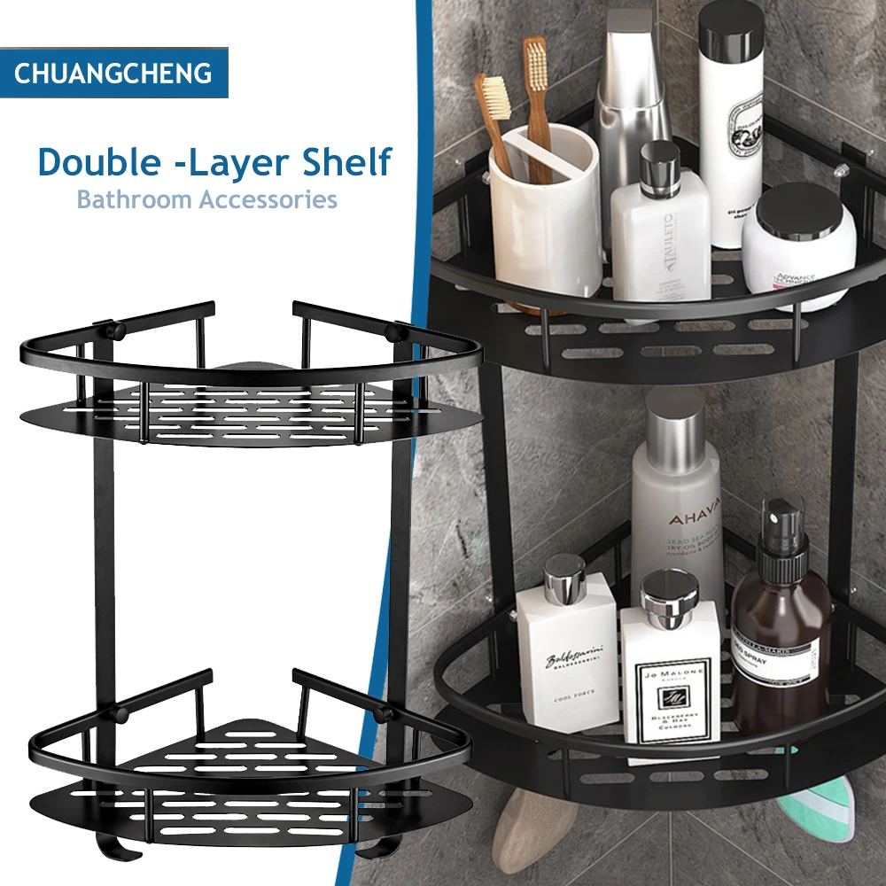 Bathroom Storage Rack Nodrill Shelves Wall Mount Corner Shelf Shower