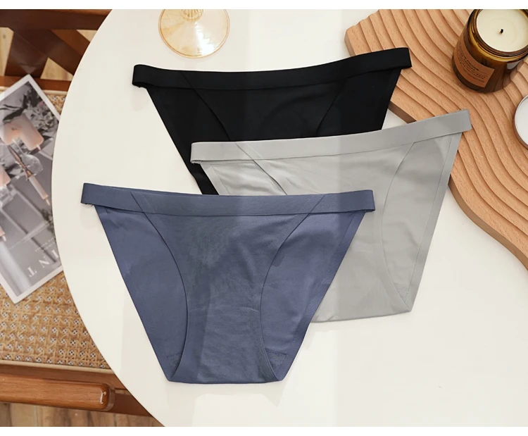 Meet'r Sexy Frauen Eis Seide Low-taille Höschen Weibliche Keine Spur Kurze Unterwäsche Damen Bequeme Dessous G String Unterhose – Detail 7