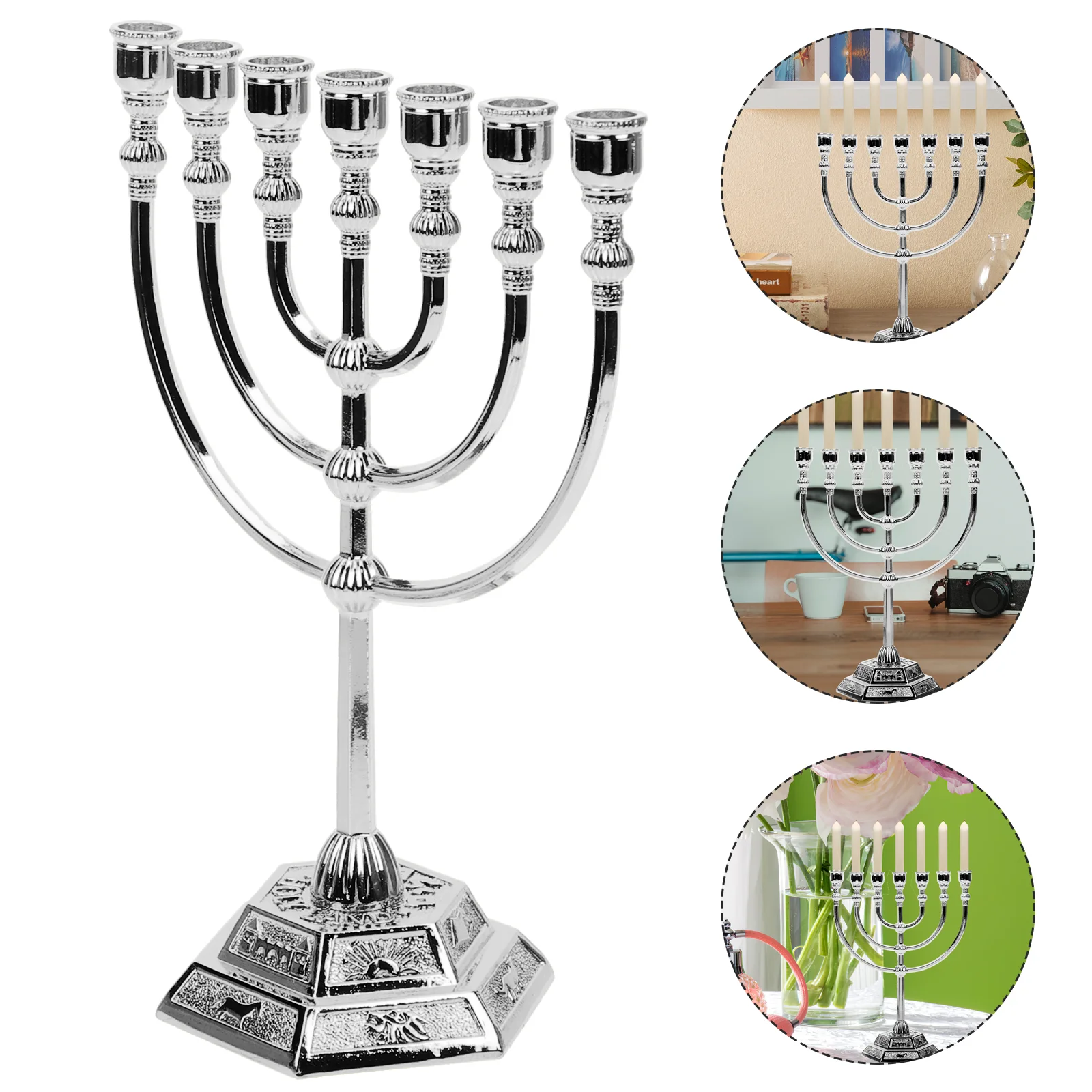 

Classic Jewish Menorah Branch Candle Holder Israel Jerusalem Temple Candlestick Candelabrum Retro Candle Stand Home Decoration